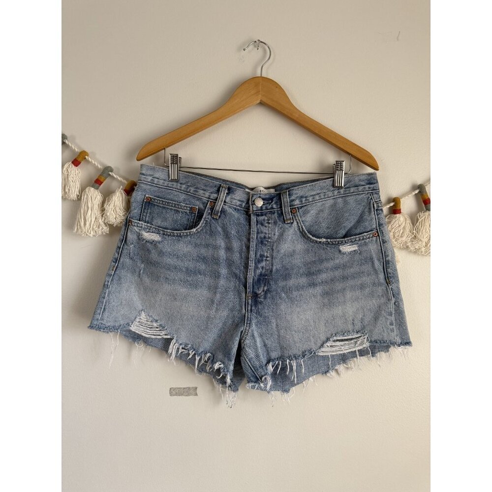 Aritzia Denim Forum The Ex Boyfriend Short High Rise Vintage Cut Off Med Wash 31